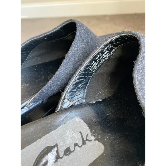 Clarks dark gray charcoal wool clogs, women's size 8 - Picture 6 of 12
